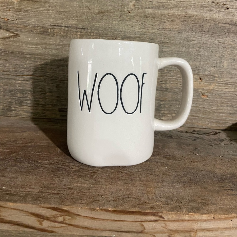 Rae Dunn Mug Woof white cup